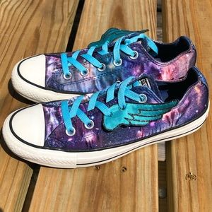 Converse Sz 6 Winged Satin Galaxy All-Star Sneakers! NEW Laces! EUC!